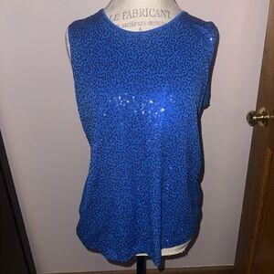 Blue sequin tank top